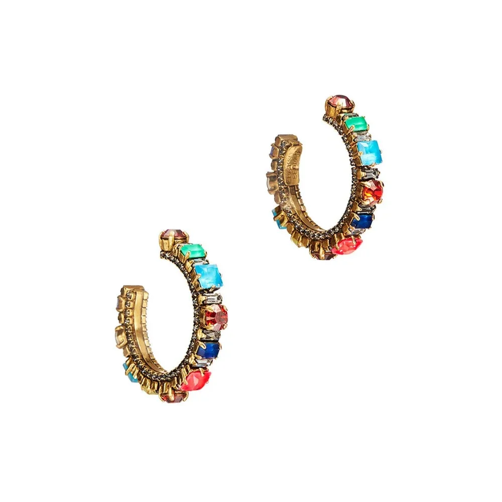 Erickson Beamon Funhouse Hoop Earrings 24k Gold Vermeil Plated Swarovski $303 - Picture 6 of 6